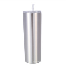 Custom 20 oz Double Wall Stainless Steel Wine Glass Straight Cup Insulated Tumbler with Lid /Straw